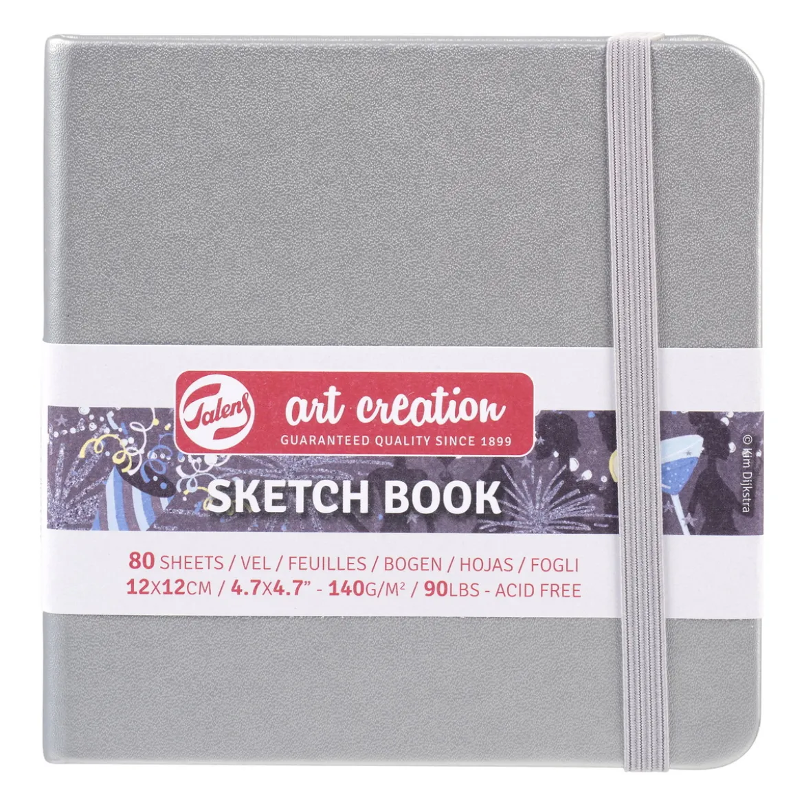 Royal Talens Art Creation Sketch skissebok 12×12 cm, sølvfarget omslag – 140 g/m², 80 ark