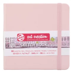 Royal Talens Art Creation Sketch skissebok 12x12 cm, rosa omslag – 140 g/m², 80 ark