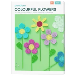 Rørperler Midi kit Enkle perleblomster, 2500 perler med diameter 5 mm, blomsterpinner og 4 perleplater