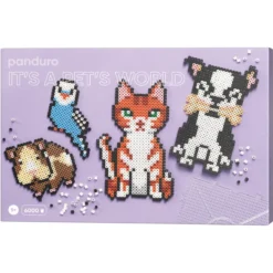 Rørperler Midi kit Søte Husdyr, 6000 perler med diameter 5 mm og 2 firkantede perleplater