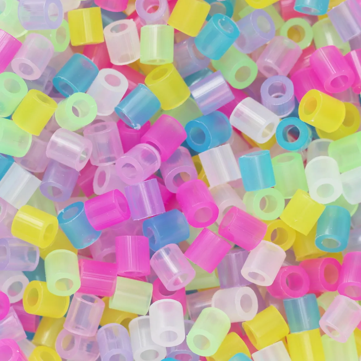 Rørperler Midi 1000 stk. miks med gjennomsiktige farger, Ø5 mm