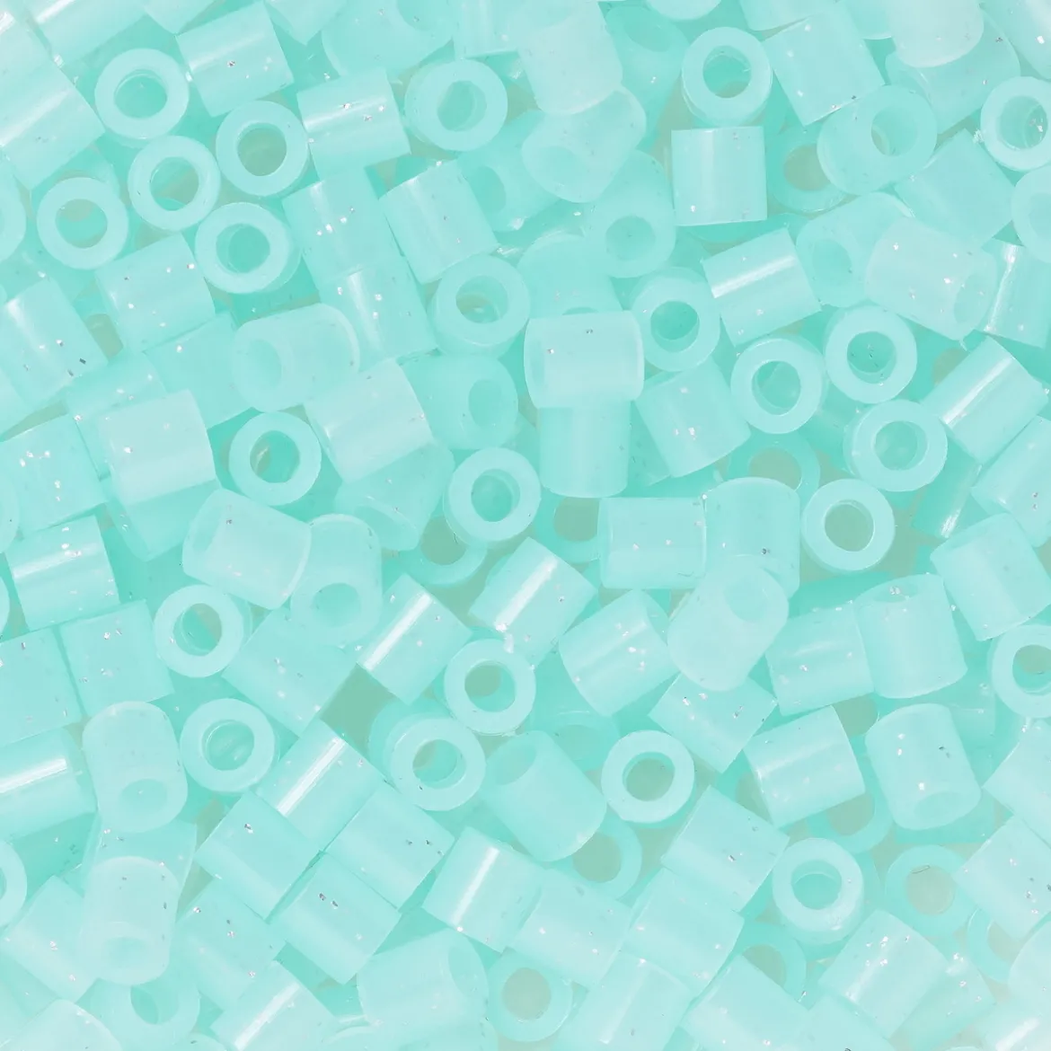Rørperler Midi 1000 stk. mintgrønne med glitter, Ø5 mm