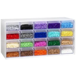 Rørperler Midi 20 000 stk. perler med diameter 5 mm, 20 regnbueglade farger i vår klassiske perlekommode