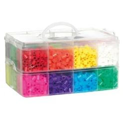 Rørperler XL 3600 stk – perlemiks i smart oppbevaring med rom, XL-perler med diameter 9 mm