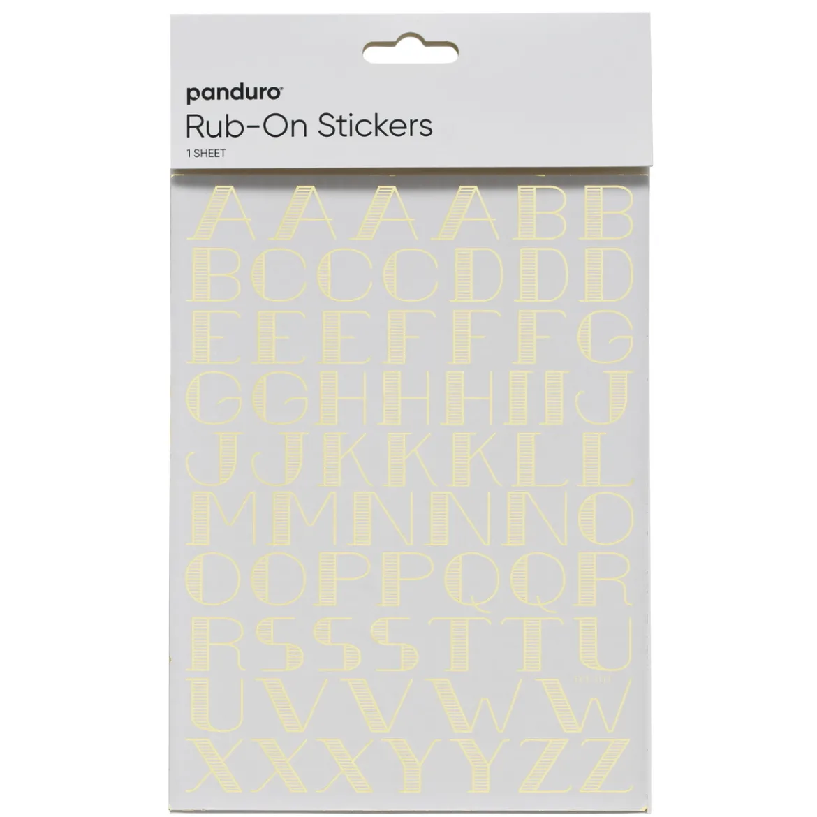 Rub-on store bokstaver i gull, 1 ark à 15×20 cm
