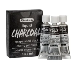 Schmincke Liquid Charcoal, tegnekull på tube, 3 x 5 ml – perfekt for testing!