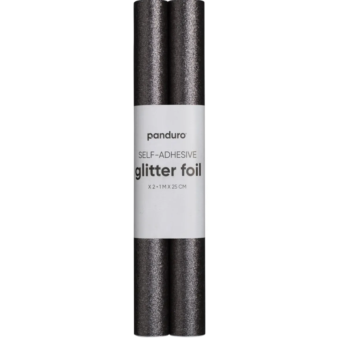 Selvklebende glitterpapir svart, 2 ruller à 25×100 cm