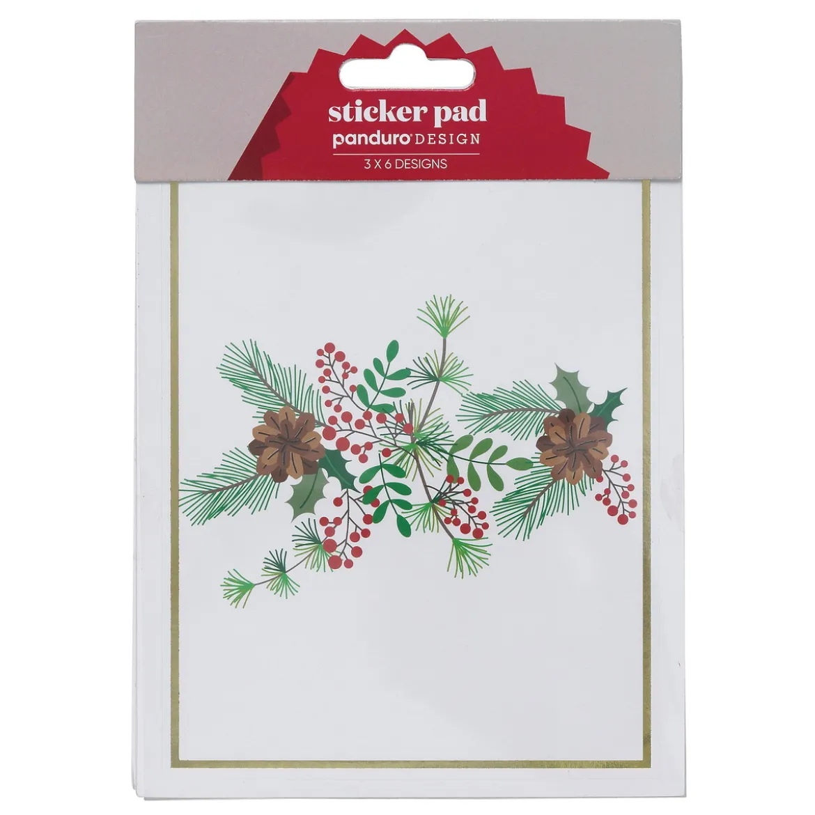 Selvklebende julemerkelapper, blokk på 12×15 cm, 18 ark med store klistremerker