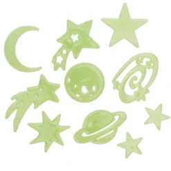 Selvlysende glow in the dark-figurer, 25 stk. verdensromtema + 24 limputer