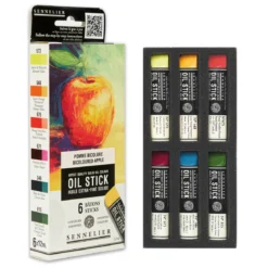 Sennelier Oil Stick Mini Bicoloured Apple, 6-pakning oljekritt à 12 ml
