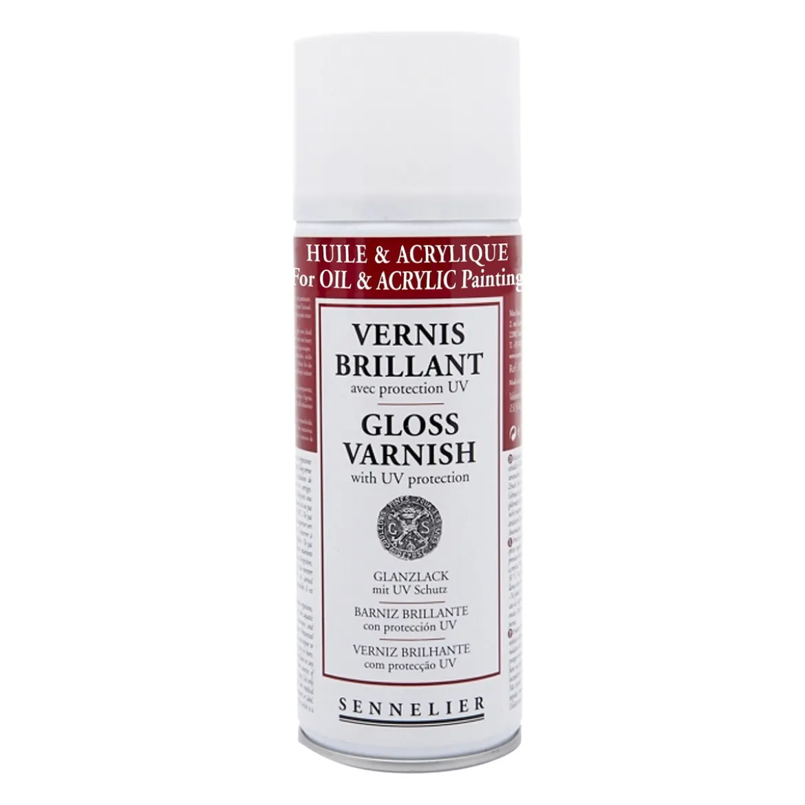 Sennelier Spray Universal Anti-UV Varnish Gloss 375 ml, blank beskyttende lakk for oljemaling og akrylmaling