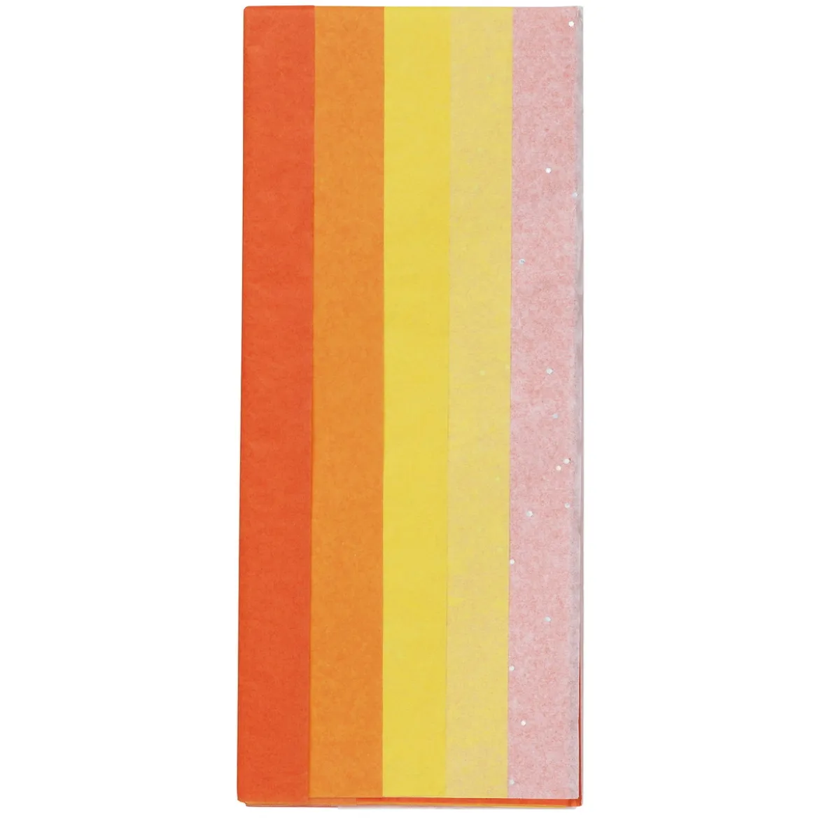 Silkepapir 5 ark à 70×50 cm, gul og oransje miks. 14 g/m²
