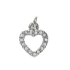 Sølvfarget anheng / charm hjerte med strass 10×8 mm