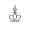Sølvfarget anheng / charm prinsessekrone med strass 12,3×15 mm