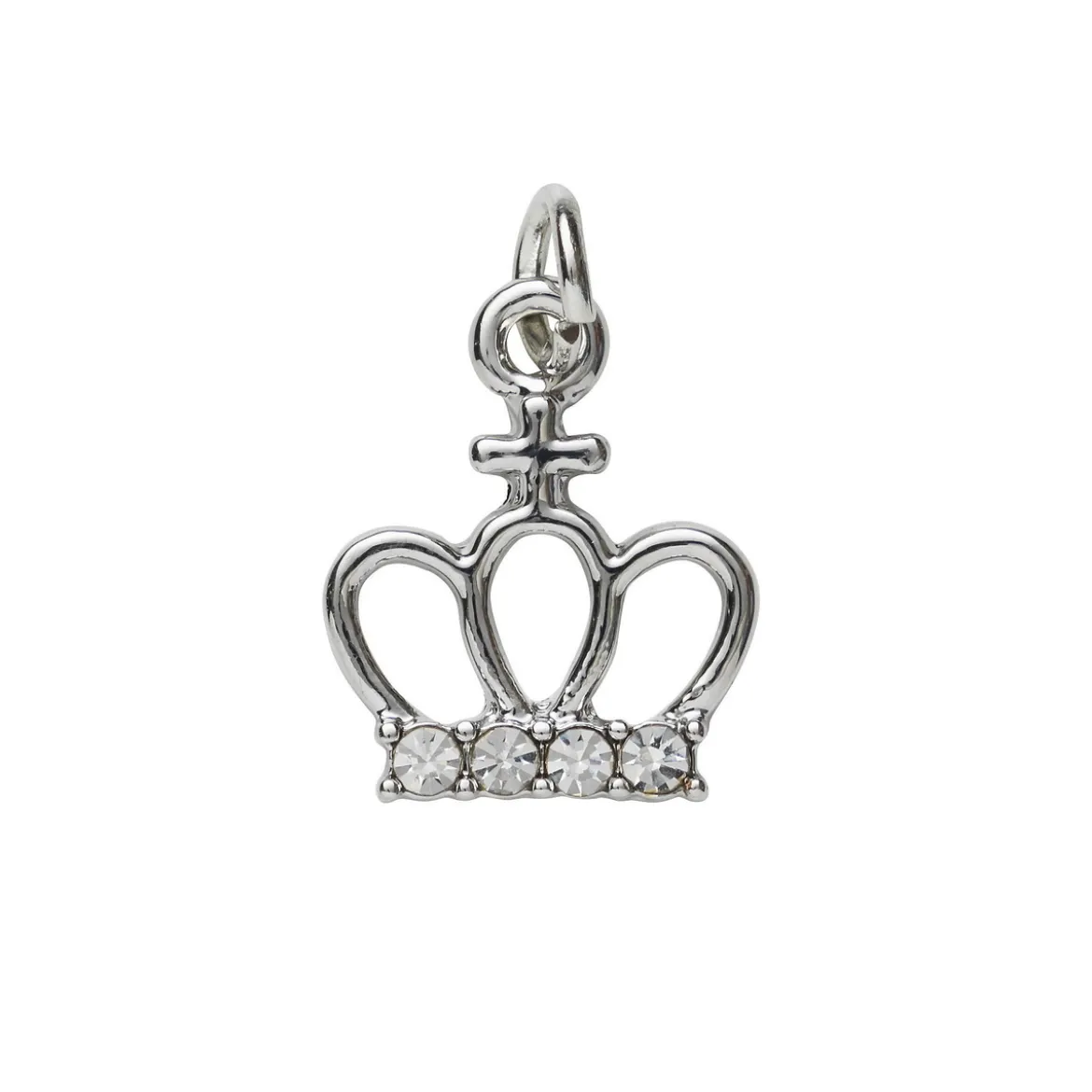 Sølvfarget anheng / charm prinsessekrone med strass 12,3×15 mm