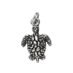 Sølvfarget anheng / charm skilpadde 12,8×19 mm