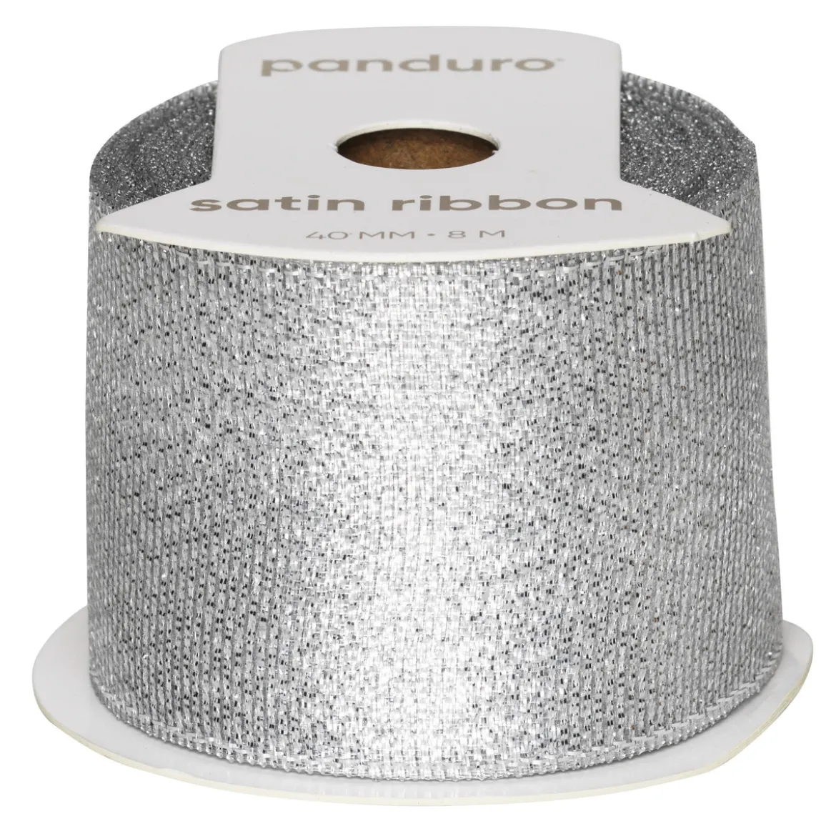 Sølvfarget glitterbånd – 8 m langt 40 mm bredt