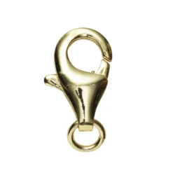 Smykkelås karabin med motring, lengde 11 mm – messing belagt med 9 karat gull, 1 stk.
