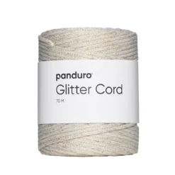 Snor med glitter, 70 m creme med gullglitter. Ø3 mm