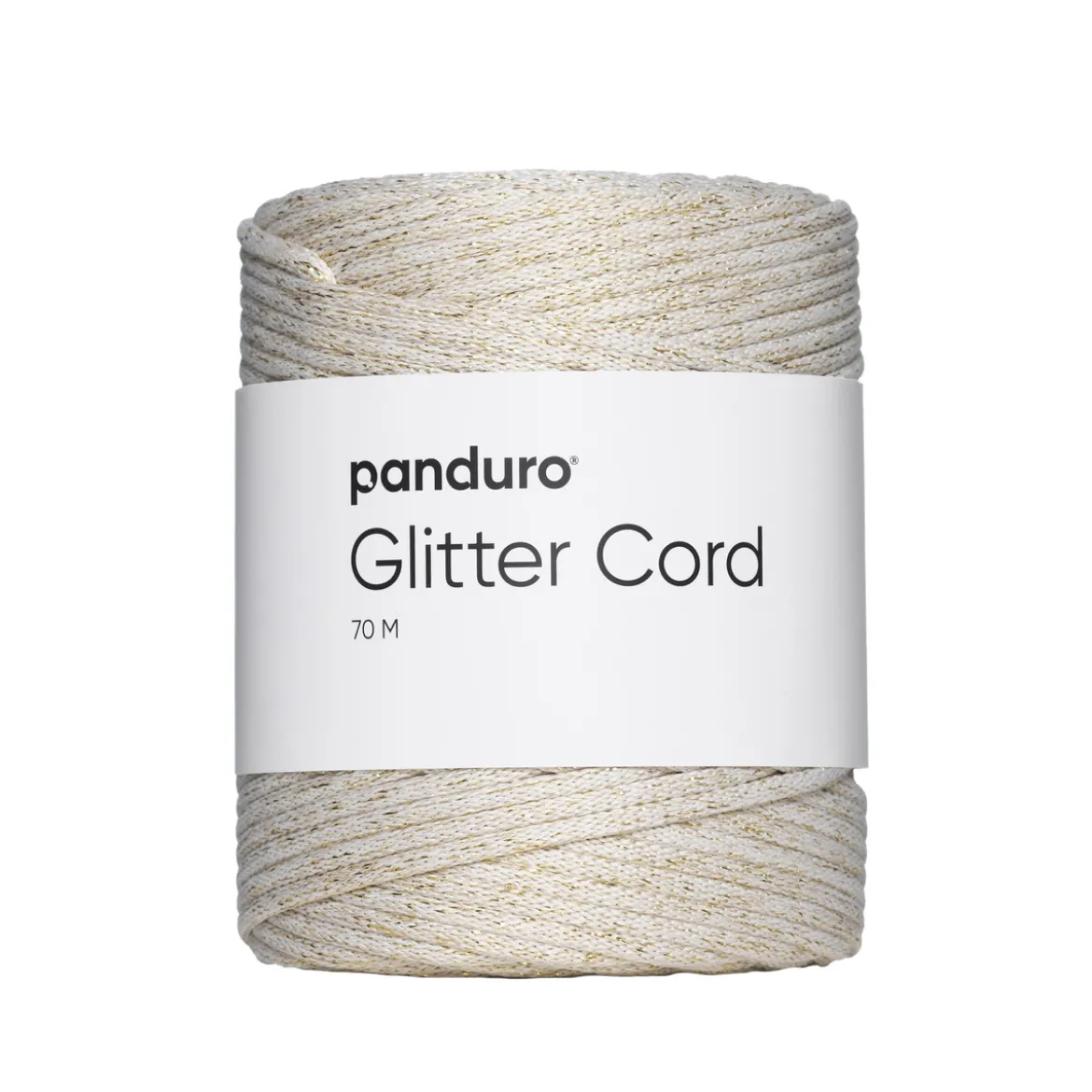 Snor med glitter, 70 m creme med gullglitter. Ø3 mm