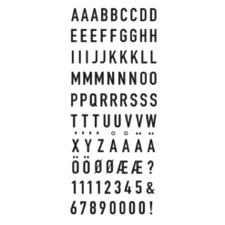 Stickers alfabet, bokstavklistremerker, 356 stk. A–Ö svart, 11 mm høye, maks. bredde 10 mm