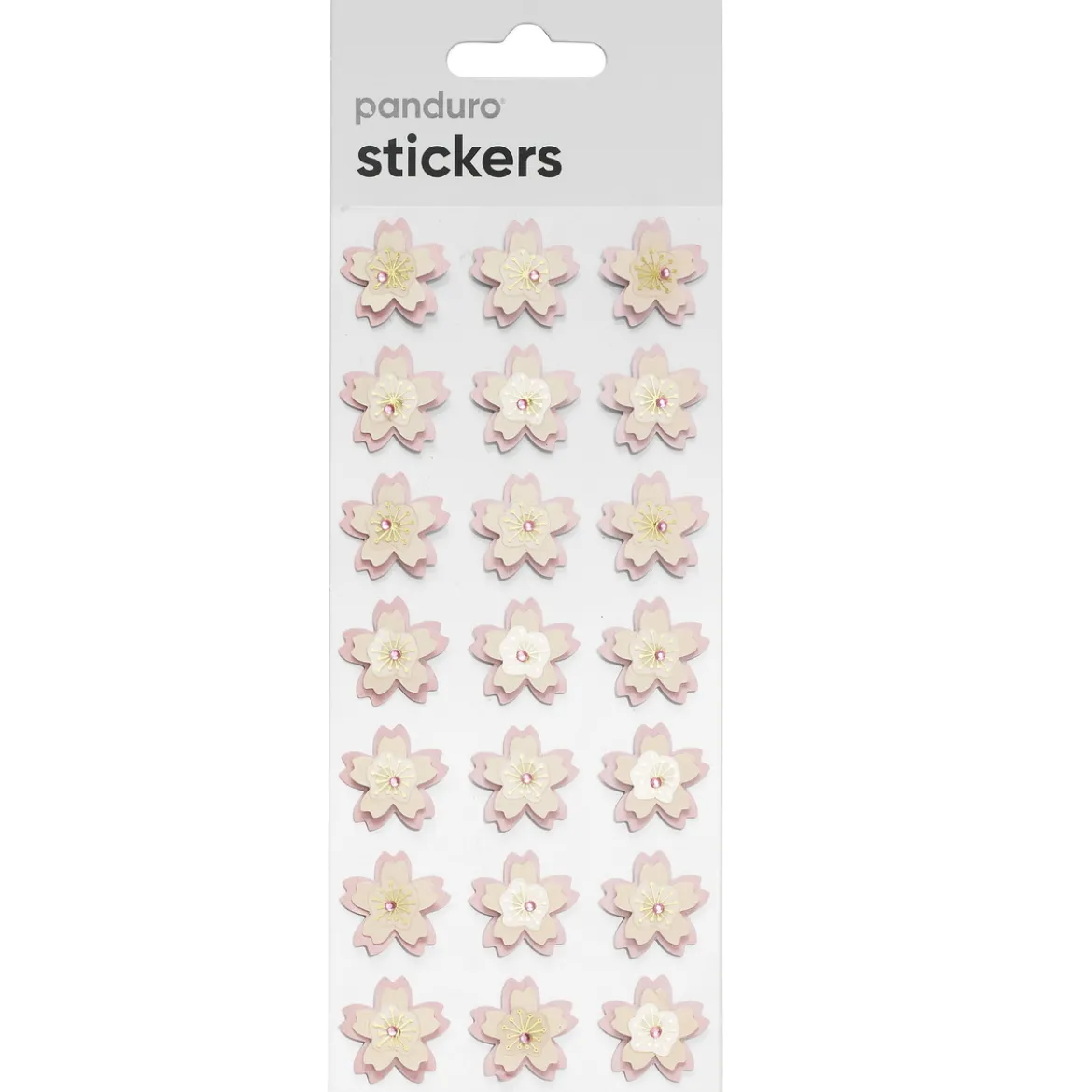 Stickers, 3D-klistremerker blomster med støvbærere og perle, 21 stk.