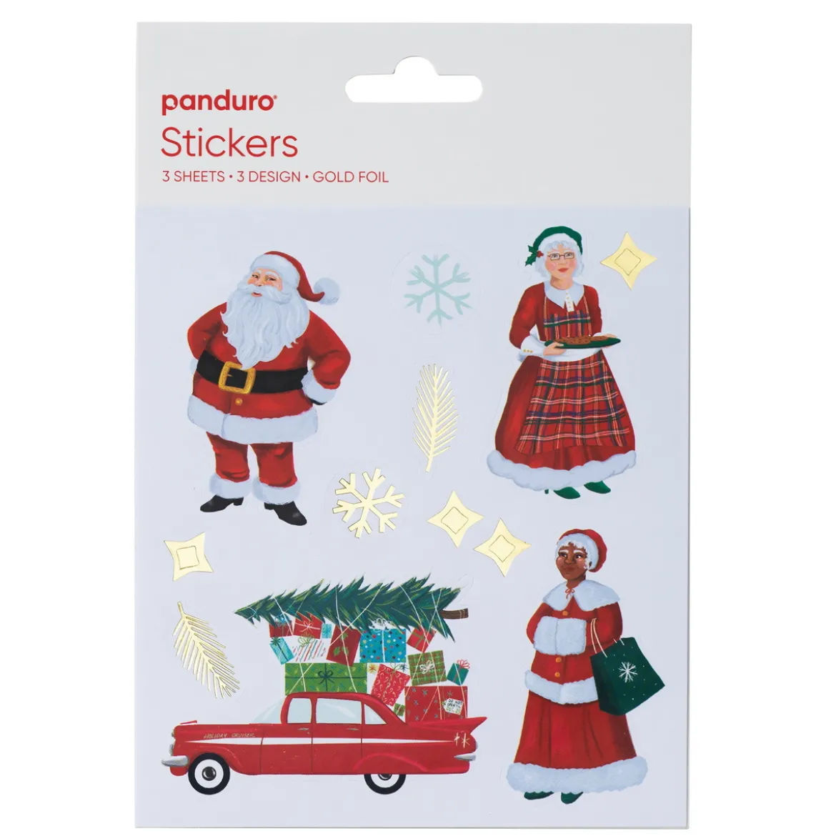 Stickers Julenisser, juleinspirerte klistremerker med ulike nisser, 3 ark, 12×13,5 cm