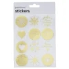 Stickers Jul, gullfargede og transparente klistremerker i 12 ulike varianter, Ø3,5 cm. 36 stk.