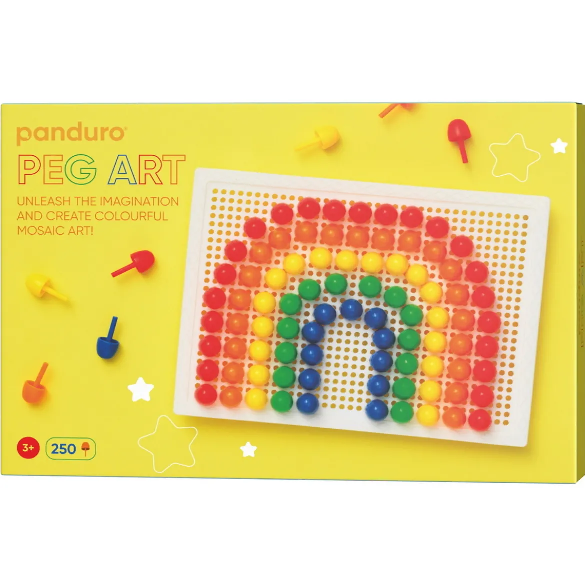 Stiftperler 250 stk. Ø13 mm i 7 ulike farger samt perleplate 19×13,5 cm