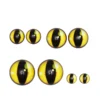 8 stk. gule øyne av glass. 4 par, diameter 10, 15, 20, 25 mm.