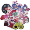 Store stickers – XL-klistremerker med rosa og glitrende, romantisk tema med hjerter, 50 stk.