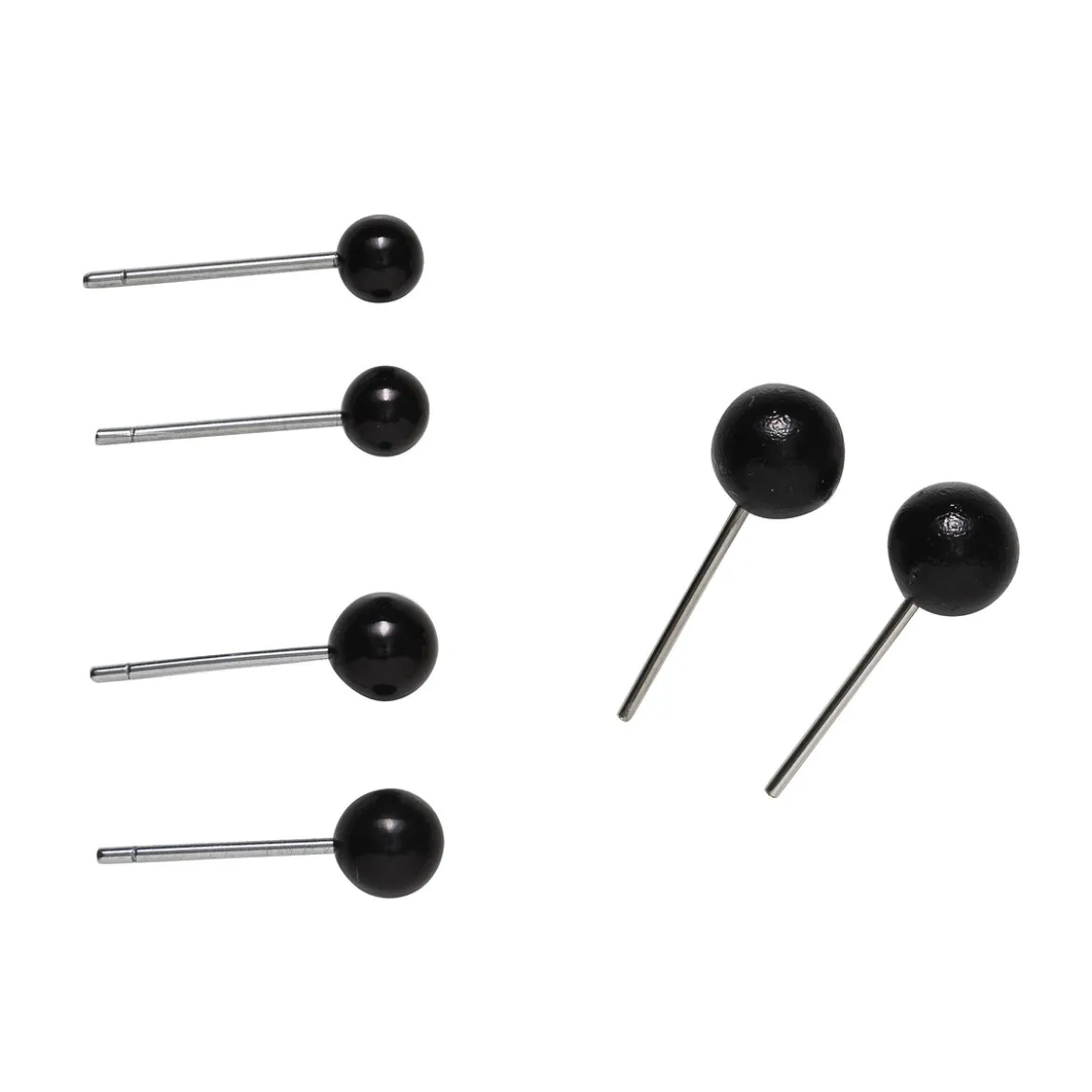 60 svarte øyne i tre ulike størrelser – Ø4, 5, 6 mm