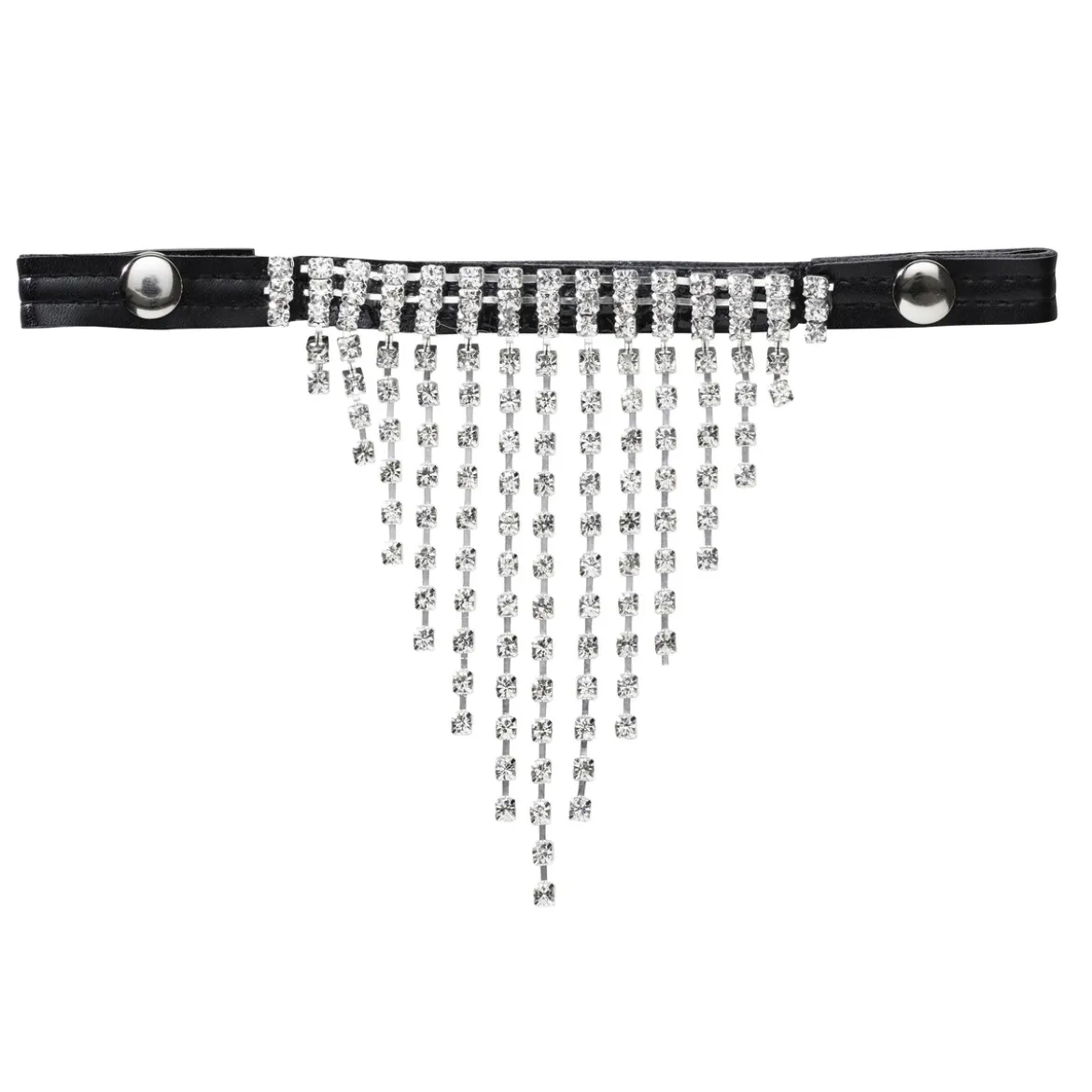 Svart pannebånd med flott hengende strass til kjepphest og hobby horse