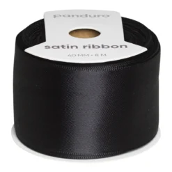 Svart satengbånd – 40 mm bredt og 8 meter langt