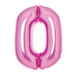 Tallballong 66 cm høy, rosa metallic 0-tall – pynt til bursdagsfesten!