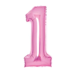 Tallballong 66 cm høy, rosa metallic 1-tall – pynt til bursdagsfesten!