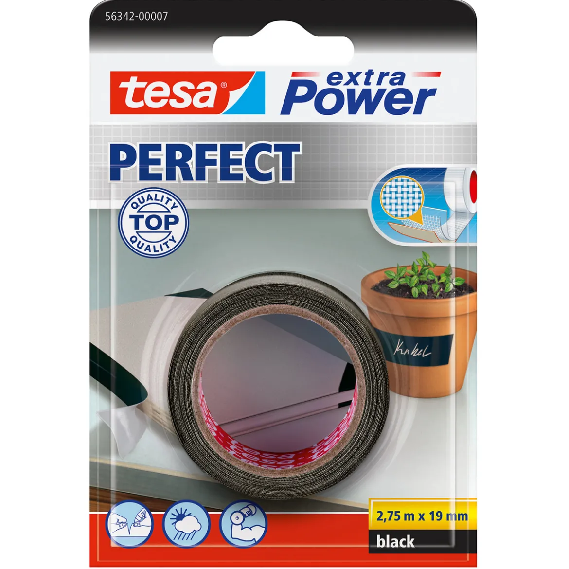 Tesa Extra Vevteip 19mm Svart