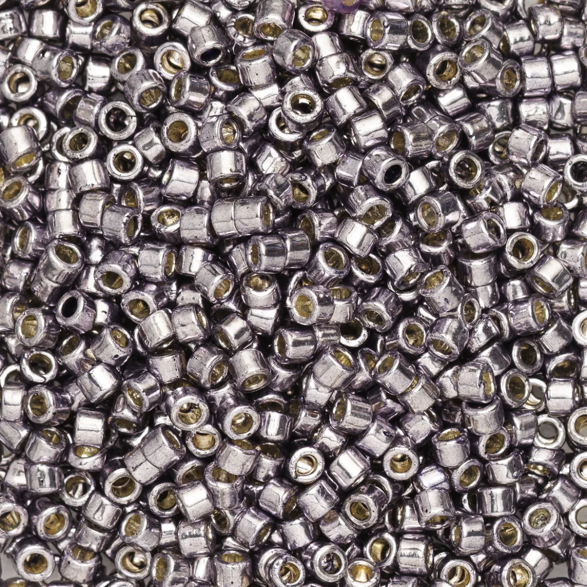TOHO-perler 11/0 – metallic tinn, PF568 PF metallic pink pewter