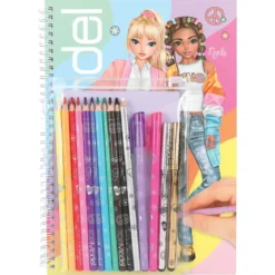TOPModel designbok med 76 sider, penner og klistremerker, 20×28×2 cm