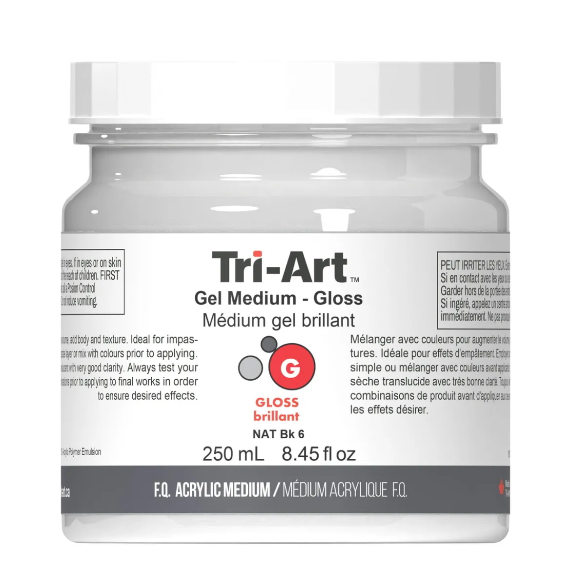 Tri-Art Gel Medium Gloss 250 ml, blankt gelbasert fortykningsmiddel for akrylmaling