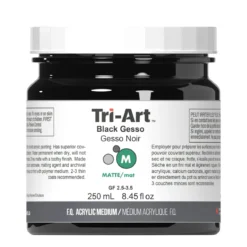 Tri-Art Medium Gesso Black 250 ml, svart grunning for akrylmaling