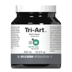 Tri-Art Medium Gesso Black 500 ml, svart grunning for akrylmaling