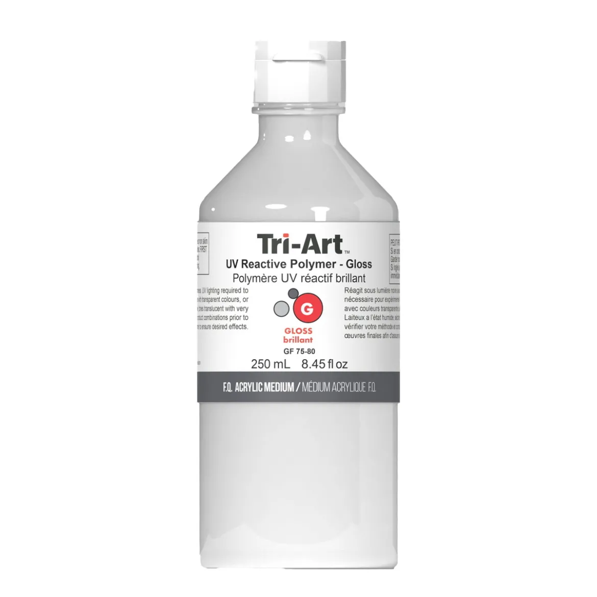 Tri-Art UV Reactive Polymer Gloss 250 ml, gjør at akrylmaling vises i UV-lys / blacklight