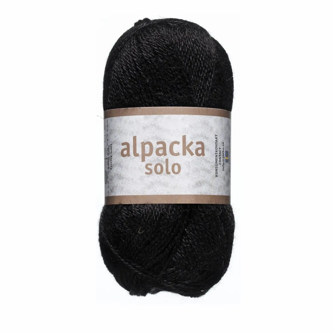 Ullgarn Järbo Alpacka Solo 50 g svart – 29108 Licorice black