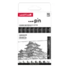 Uni Pin Fineliner 8-pakning, Set #2 – 7 fineliners og 1 brush / penselspiss