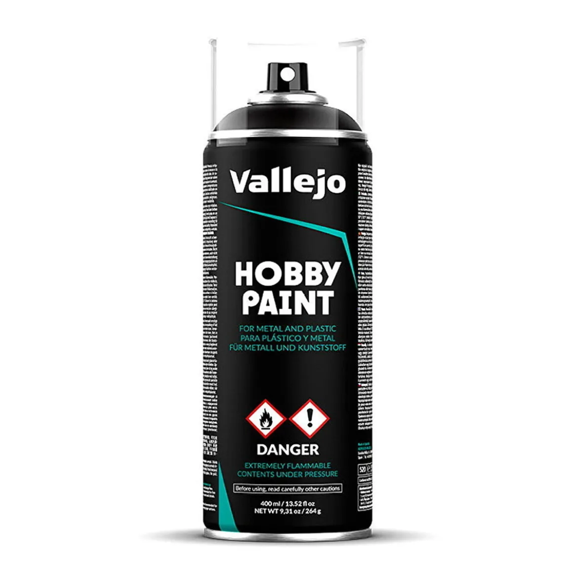 Vallejo Primer Black, svart spraymaling / grunnfarge for modeller, 400 ml