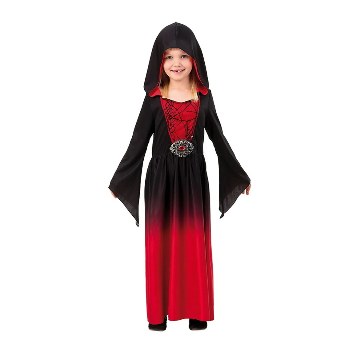 Vampyrkjole med hette, Halloween-kostyme, str. 122–134, for barn 7–9 år