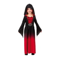 Vampyrkjole med hette, Halloween-kostyme, str. 134–140, for barn 9–11 år