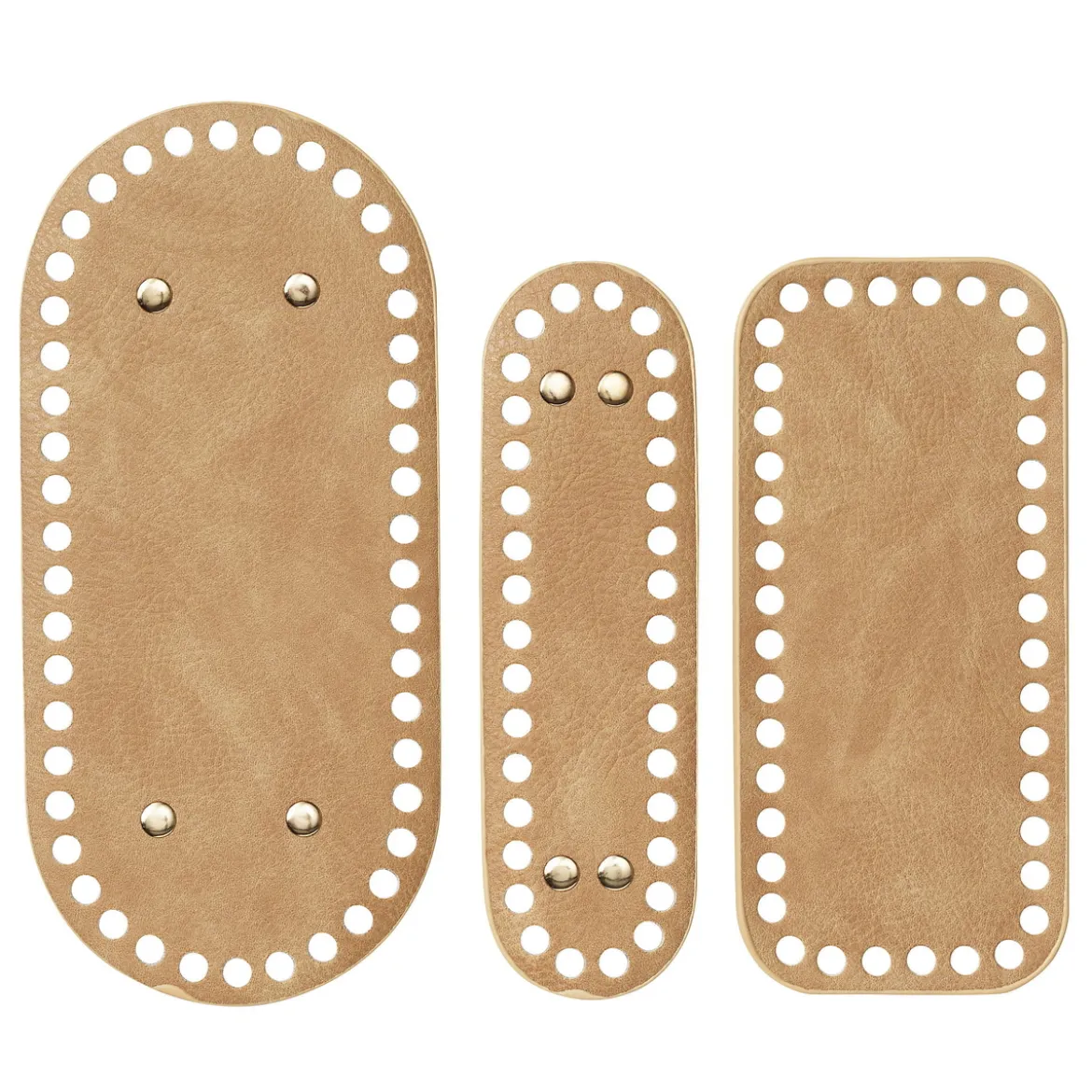 Veskebunner av kunstlær, 3 stk. naturfargede – 22×10, 18×8, 18×5,3 cm