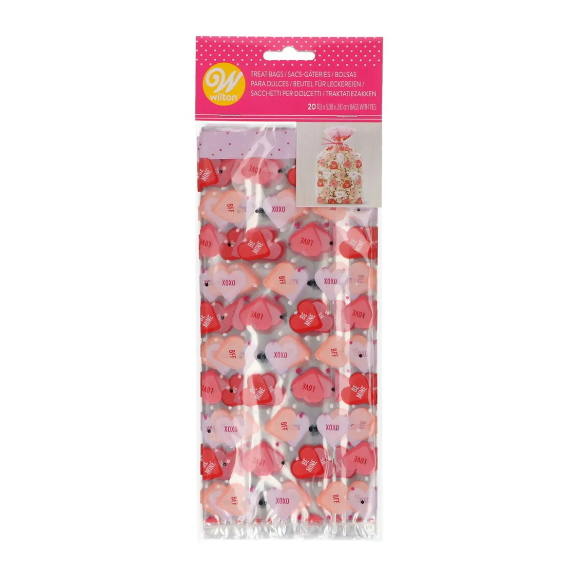 Wilton godteposer av plast, 20-pakning med en mengde hjerter! 10×5×24 cm